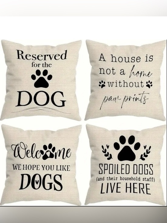 Other - Welcome Dogs, Reserved for Dogs - Black on Cream Pillow Covers (4)